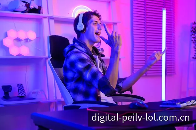 电竞赛场灯光与观众席的宽幅影像